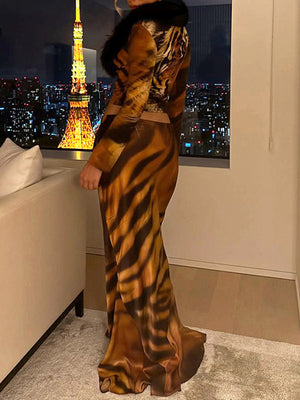 Faux-Fur Combo Top & Skirt Set