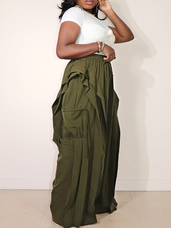 Frilled Wide-Leg Pants