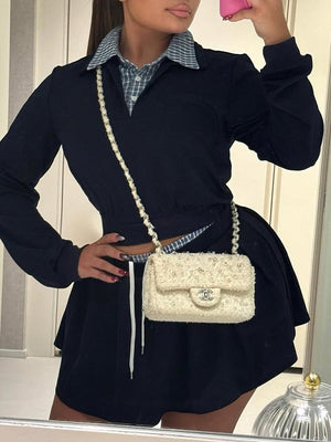 Plaid Combo Sweatshirt & Skirt Set