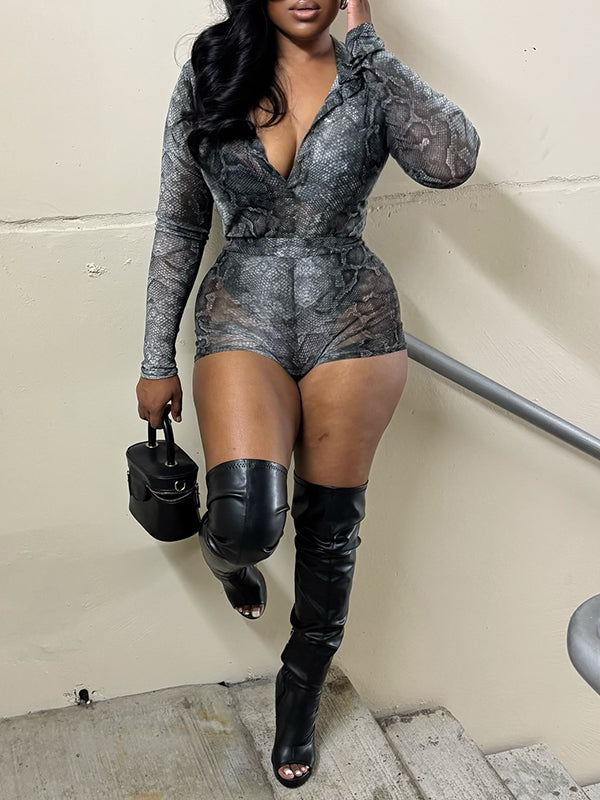 Snake-Print Shirt & Shorts Set