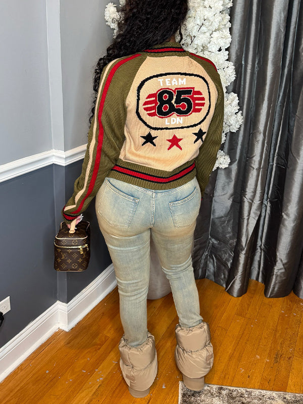 Colorblock Zip-Front Knit Jacket