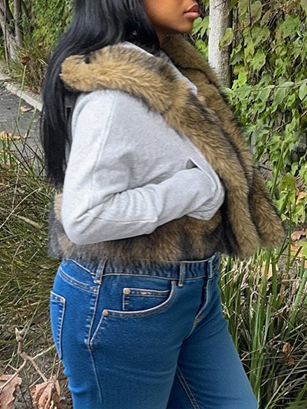 Faux-Fur Combo Hoodie Jacket