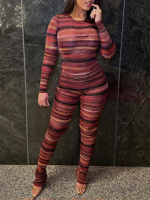 Stripe Printed Pants Set