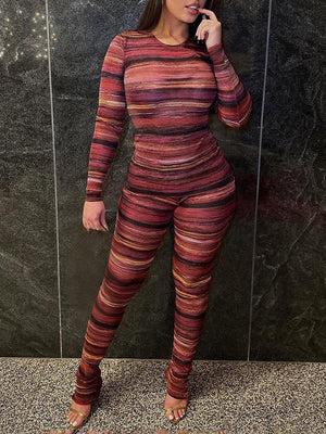 Stripe Printed Pants Set