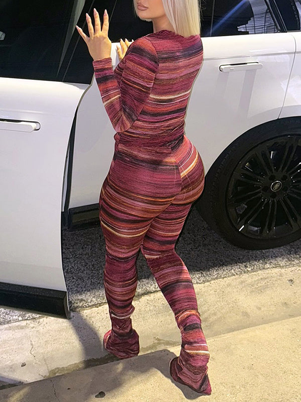 Stripe Printed Pants Set