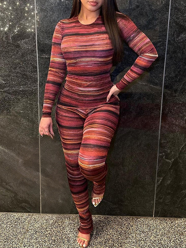 Stripe Printed Pants Set