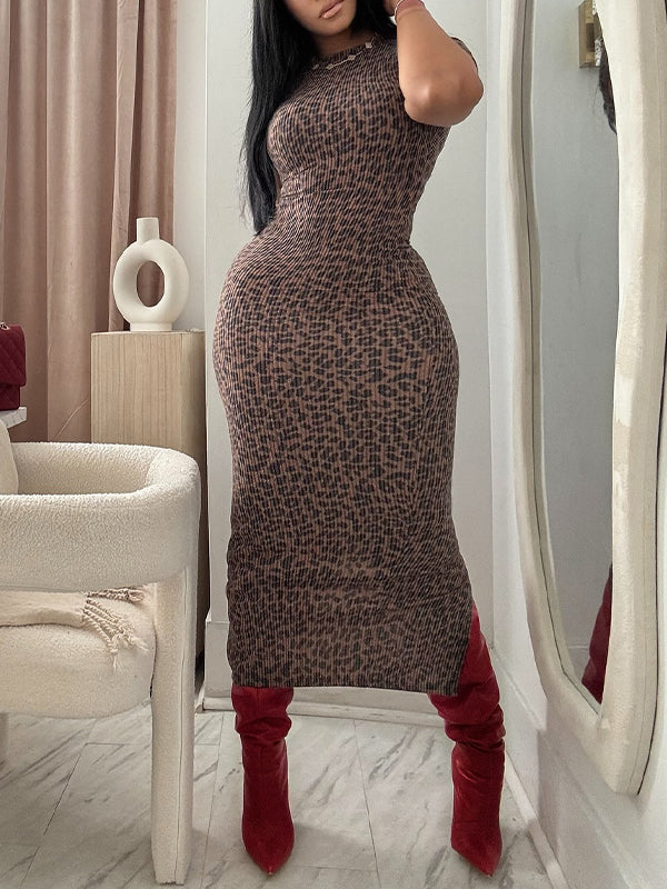 Leopard Slit Dress