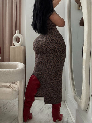 Leopard Slit Dress