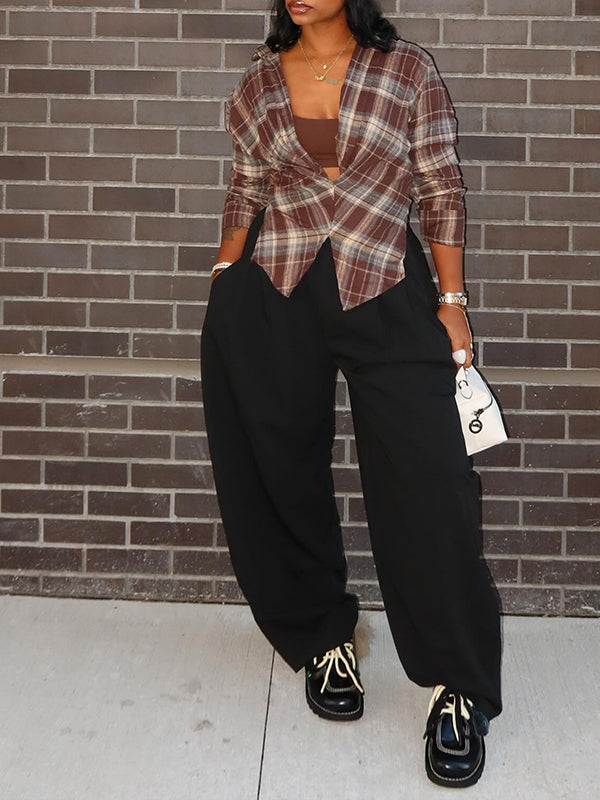 Plaid Side-Slit Shirt