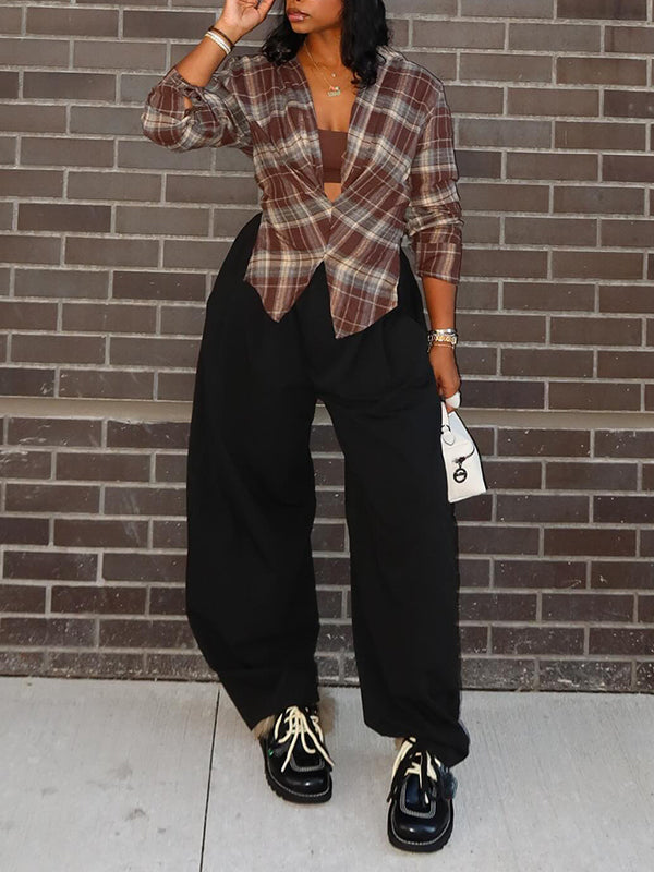 Plaid Side-Slit Shirt