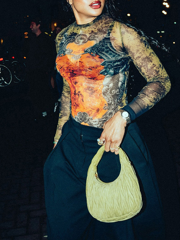 Printed Round-Neck Top