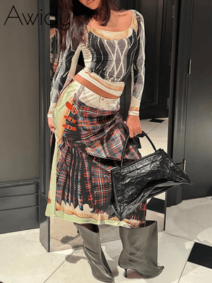 Printed Top & Skirt Set