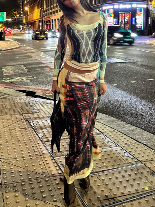 Printed Top & Skirt Set