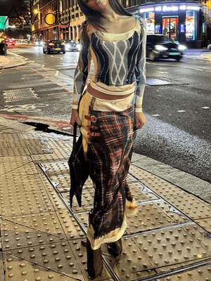 Printed Top & Skirt Set