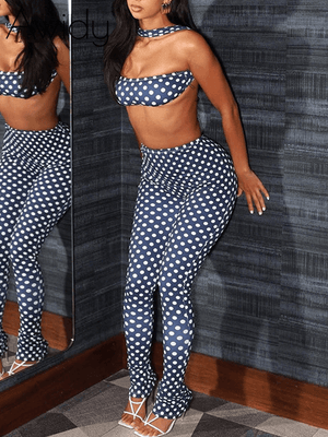 Dot Bandeau Top & Pants Set