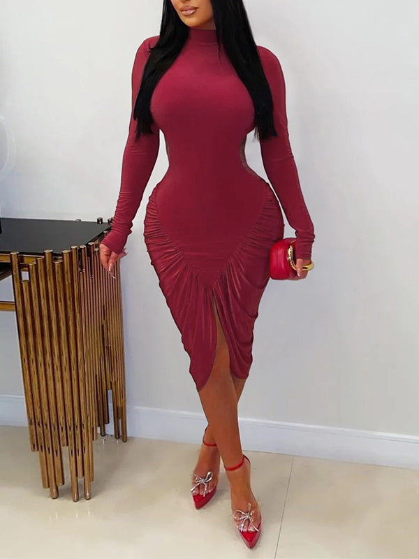 Ruched Open-Back Dress