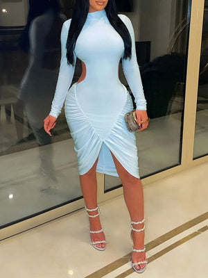 Ruched Open-Back Dress