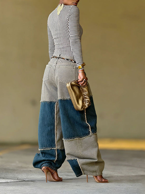 Colorblock Wide-Leg Jeans