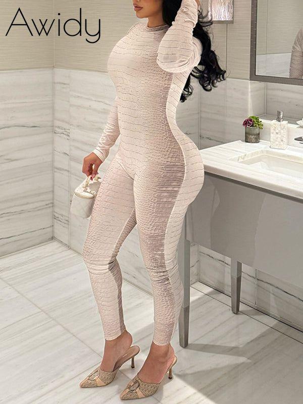Snake-Print Skinny Jumpsuit