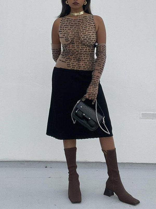 Letter Print Sheer Tee