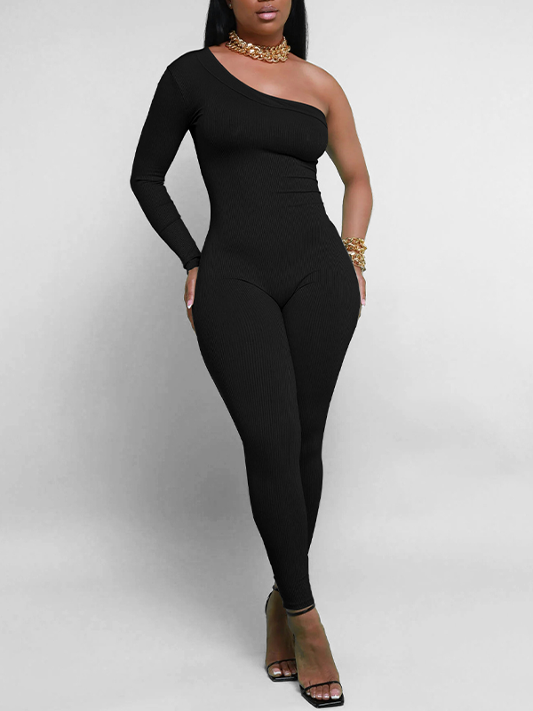 One-Shoulder Skinny Jumpsuit