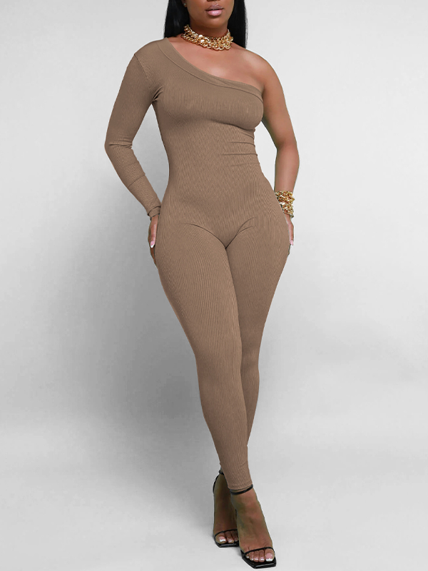 One-Shoulder Skinny Jumpsuit