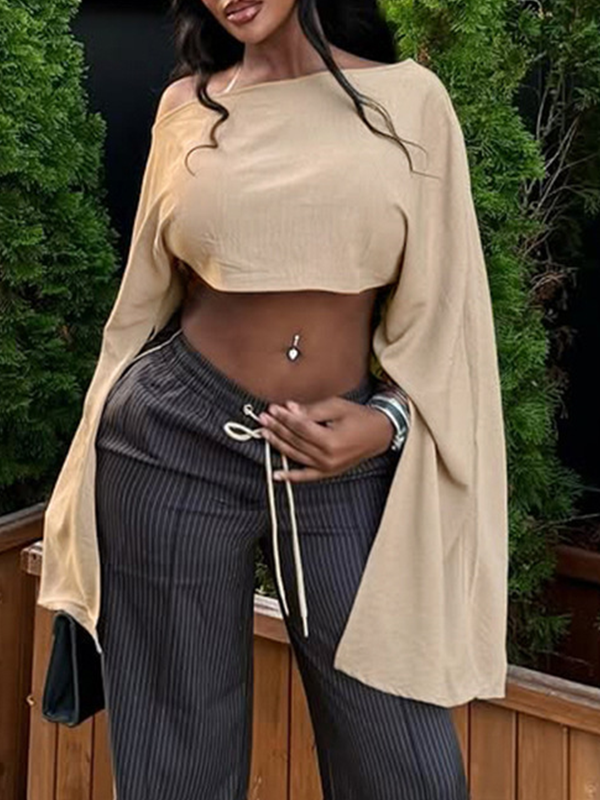 Solid Boat-Neck Cape Top