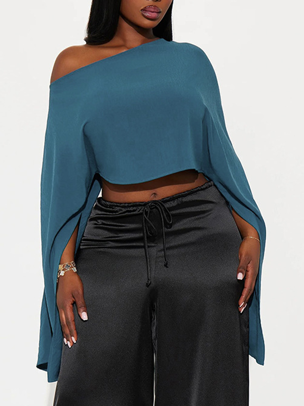 Solid Boat-Neck Cape Top