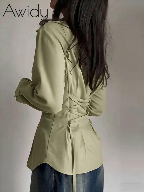 Solid Lace-Up Back Shirt