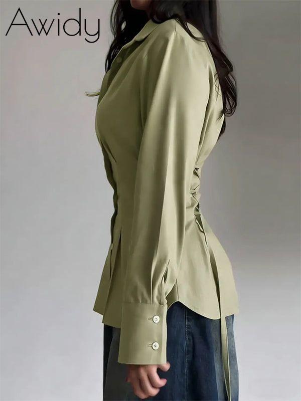 Solid Lace-Up Back Shirt