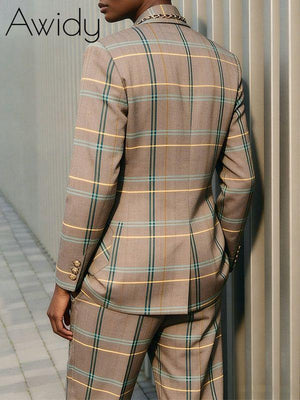 Plaid Blazer & Pants Set