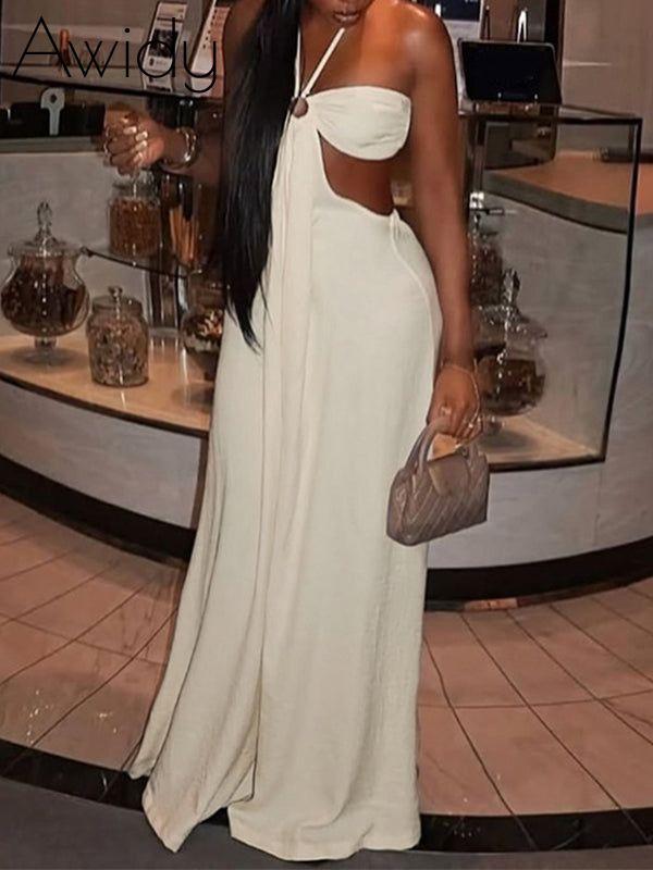 Halter Cutout Wide-Leg Jumpsuit