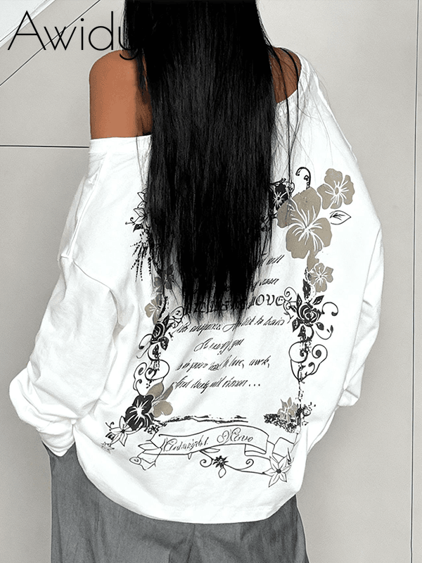 Printed Boat-Neck Sweatshirt