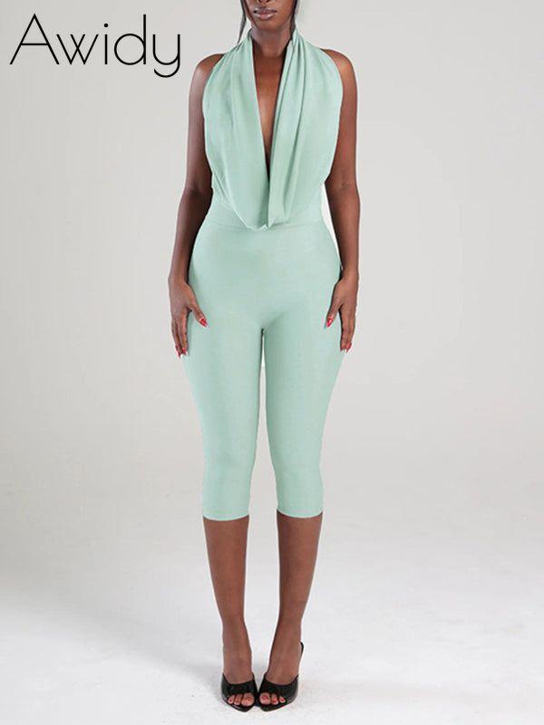 Cowl-Neck Halter Jumpsuit