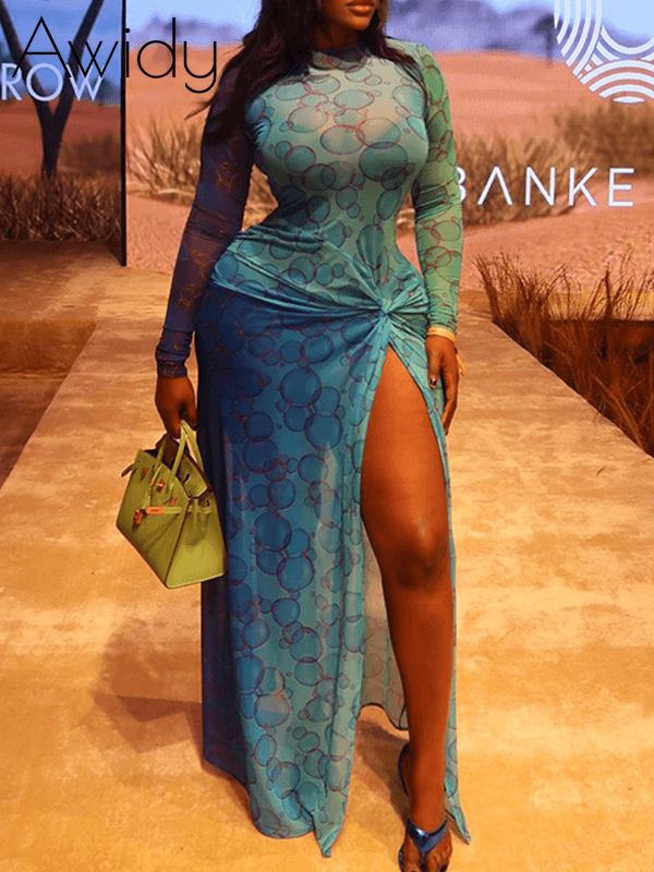 Printed Slit Maxi Dress