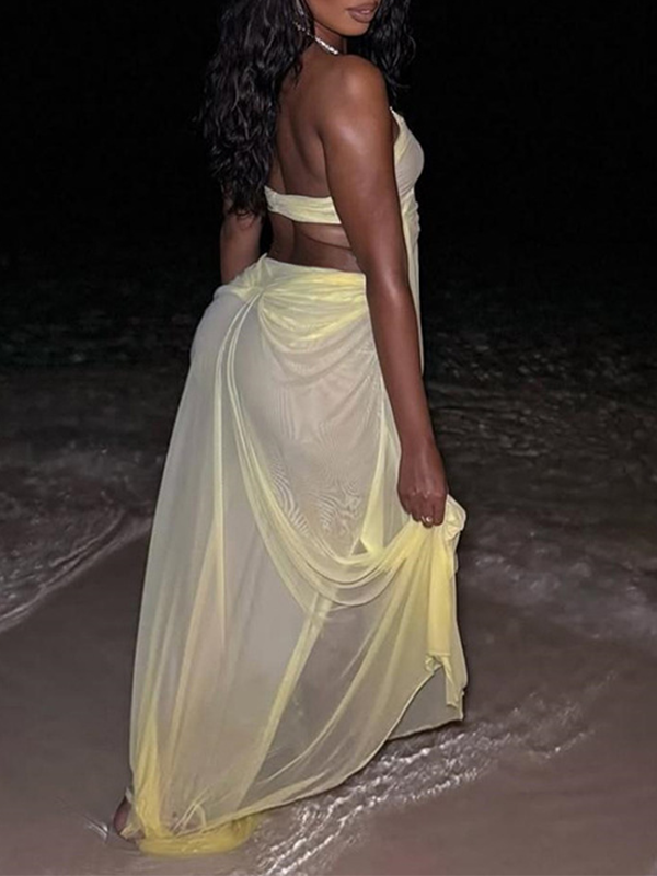 Sheer Halter Maxi Dress