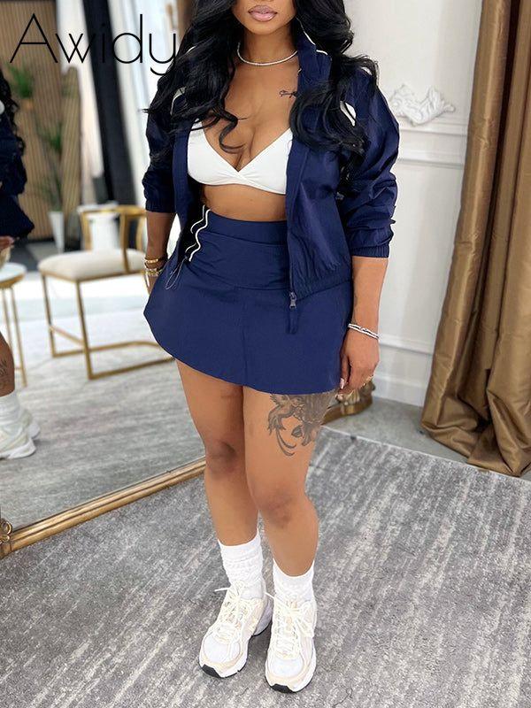 Zip-Front Jacket & Skirt Set