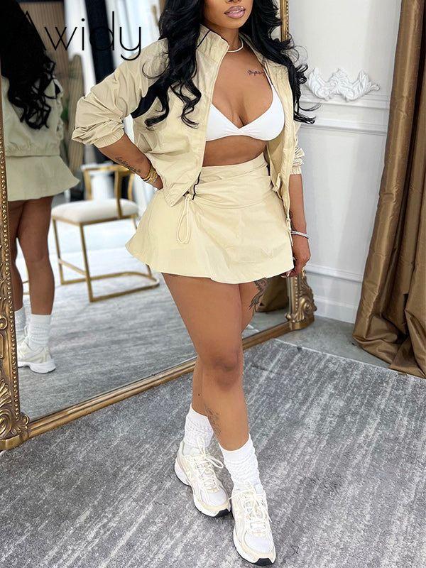 Zip-Front Jacket & Skirt Set