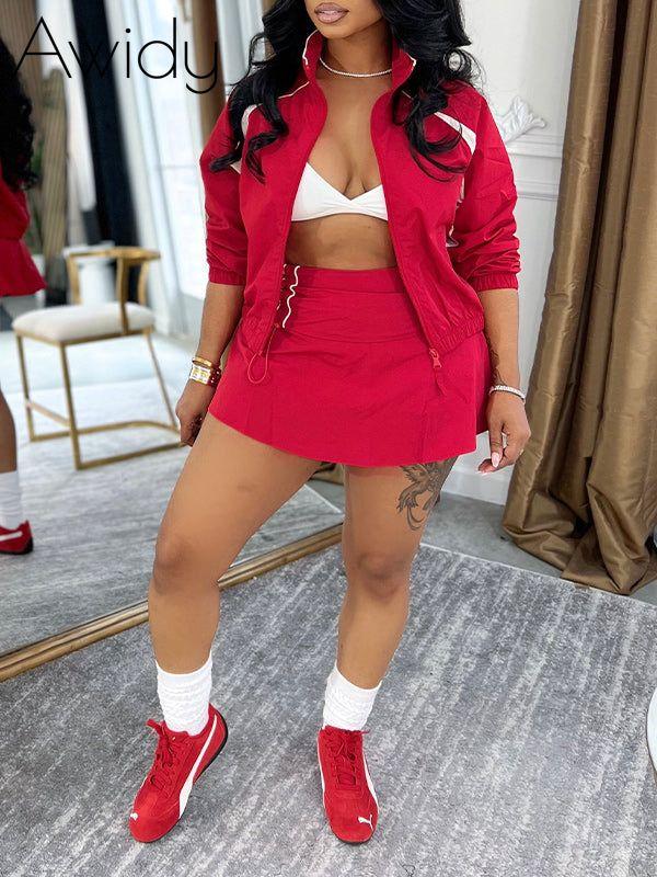 Zip-Front Jacket & Skirt Set