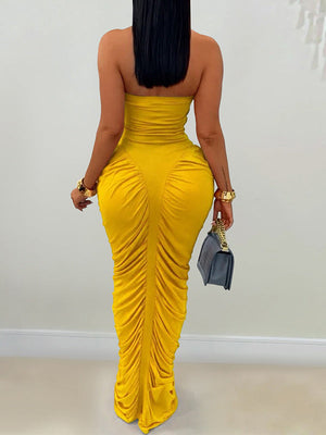 Ruched Combo Strapless Dress