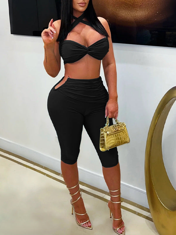Halter Bandeau Top & Capri Pants Set