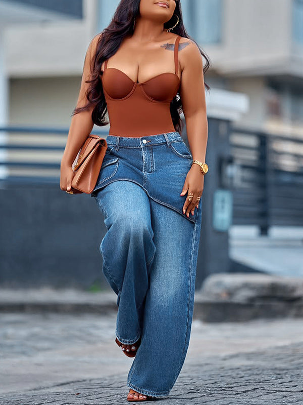 Overlapped Wide-Leg Jeans