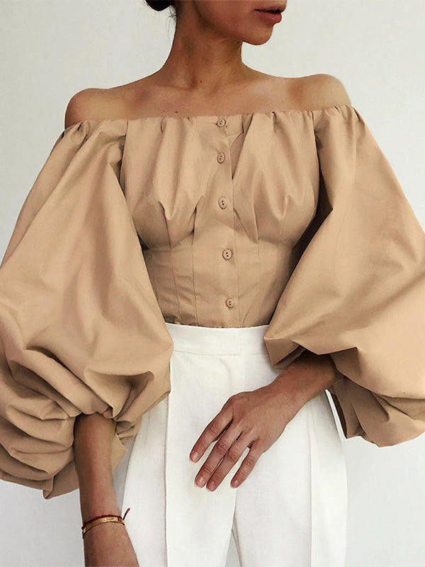 Off-Shoulder Puff-Sleeve Blouse