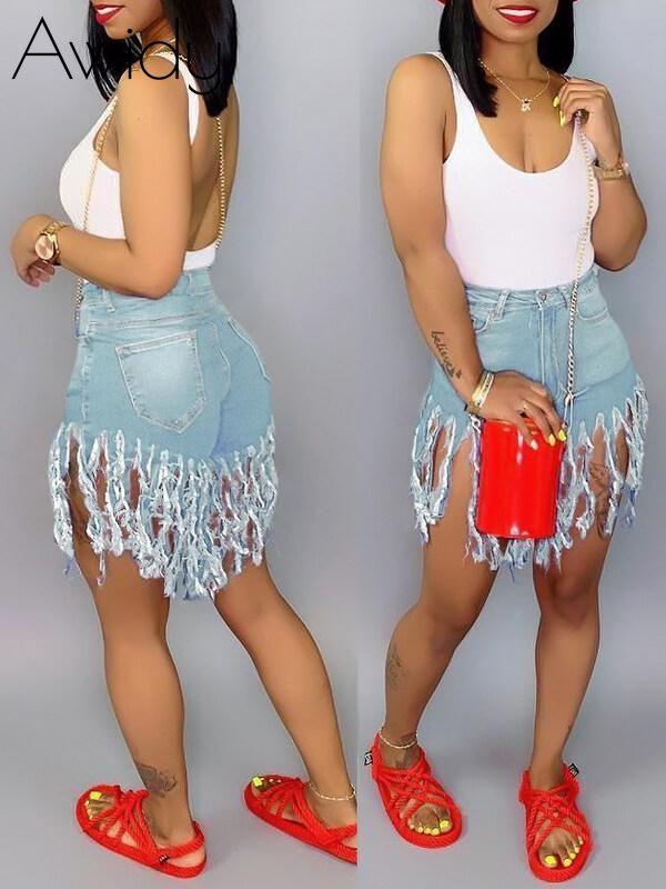 Fringe Denim Shorts--Clearance