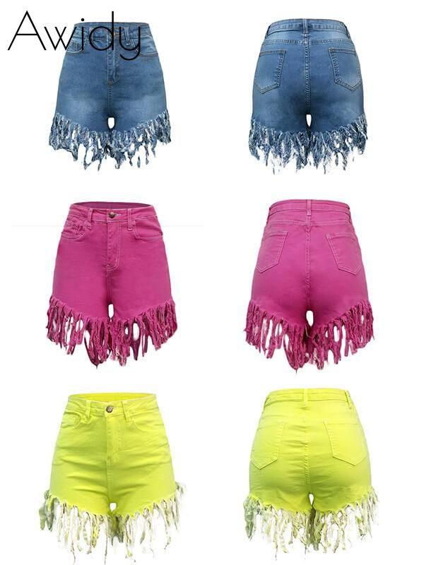 Fringe Denim Shorts--Clearance