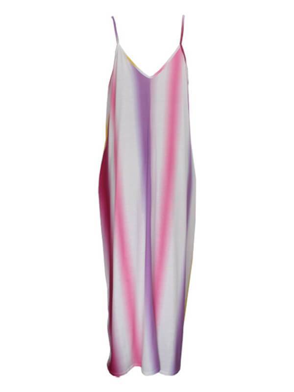 Gestreiftes Camisole-Kleid mit V-Ausschnitt