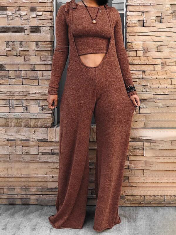 Cropped Sweatshirt & Overall Set