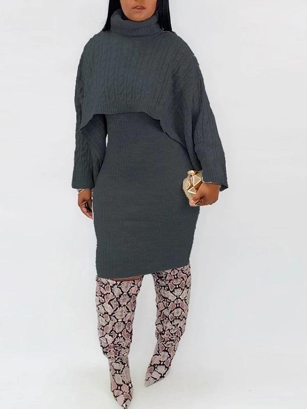 Indiebeautie – Set aus Strick-Tankkleid und Pullover-Cape