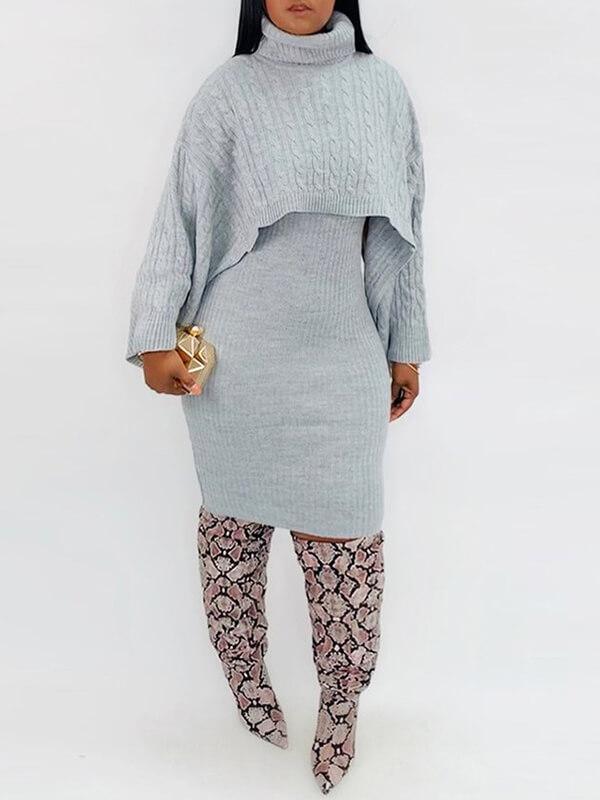 Indiebeautie – Set aus Strick-Tankkleid und Pullover-Cape