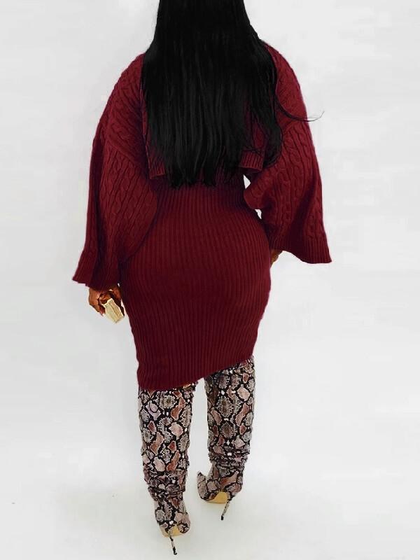 Indiebeautie – Set aus Strick-Tankkleid und Pullover-Cape
